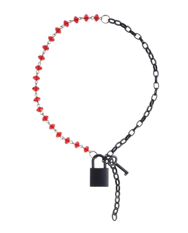 Sex & Mischief Ex's & Oh's Crystal Day Collar - Red/Black - Image 2