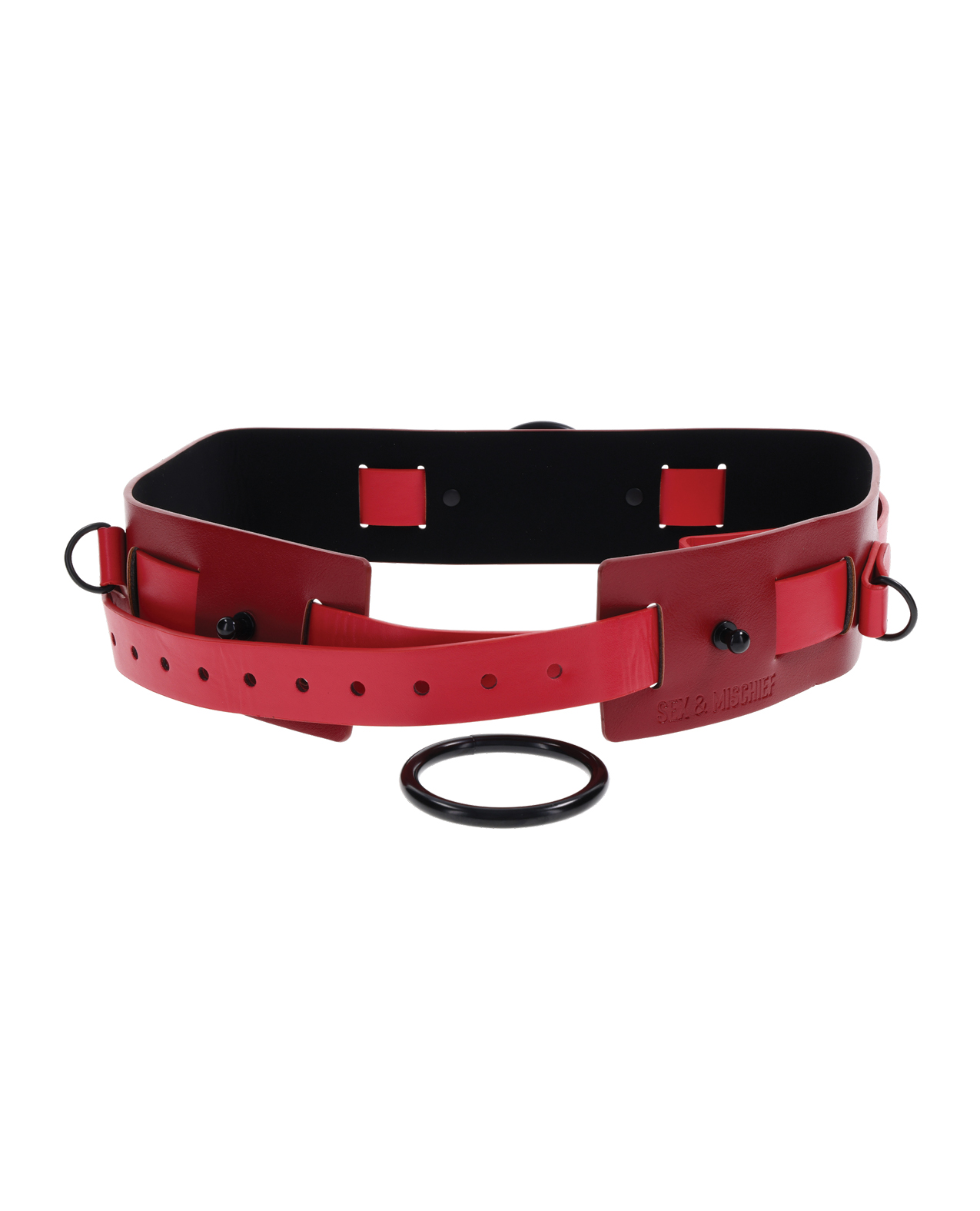 Sex & Mischief Ex's & Oh's Bound & Belted - Red/Black - Image 3