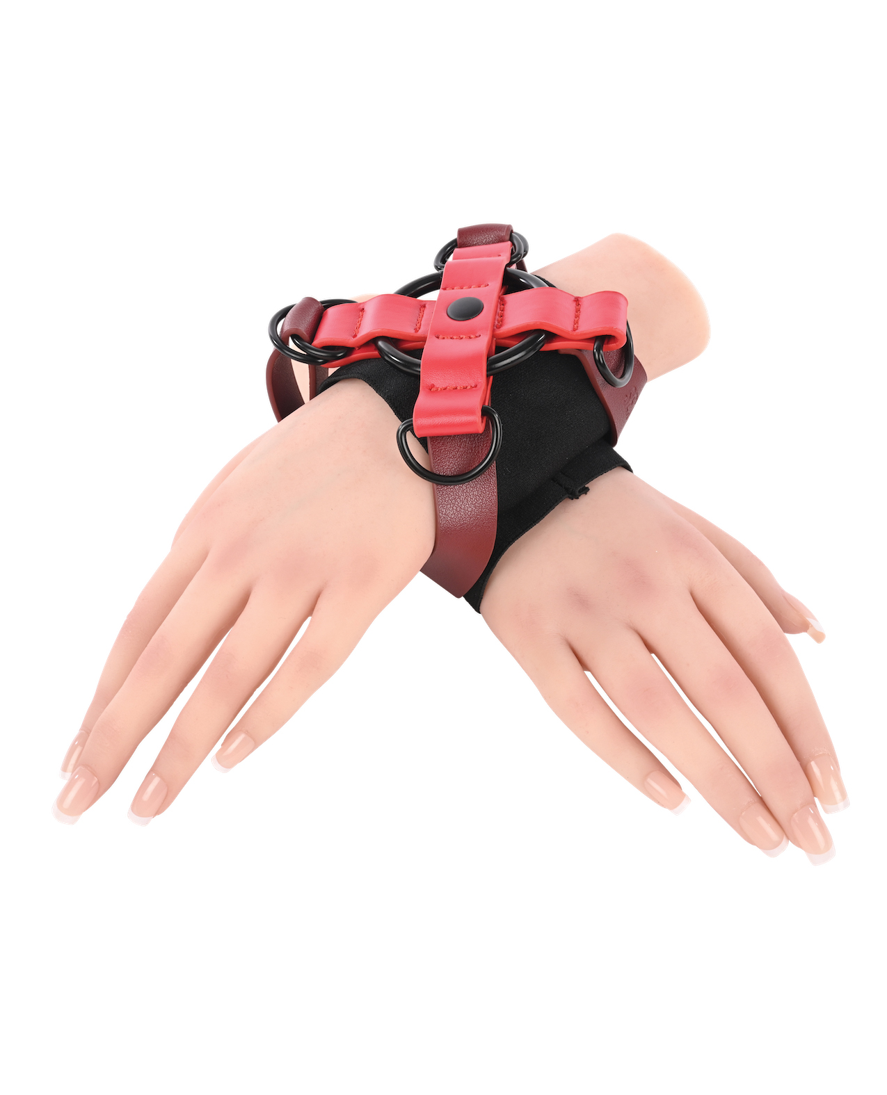Sex & Mischief Ex's & Oh's Cross Cuffs - Red/Black - Image 5