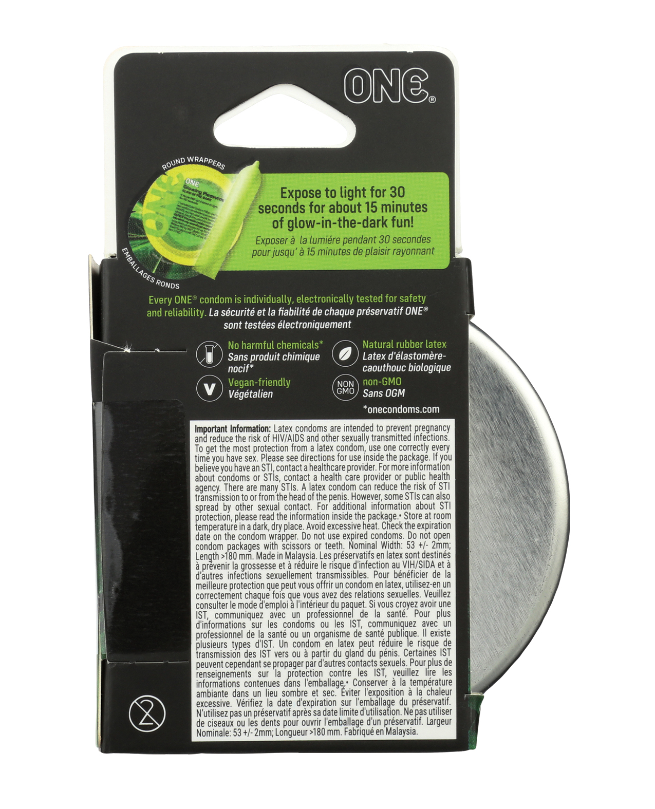One Glowing Pleasures Condoms - Box of 3 - Image 2