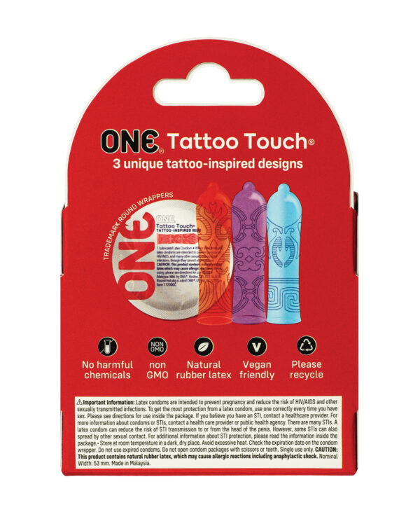 One Tattoo Touch Condoms - Pack of 3 - Image 2