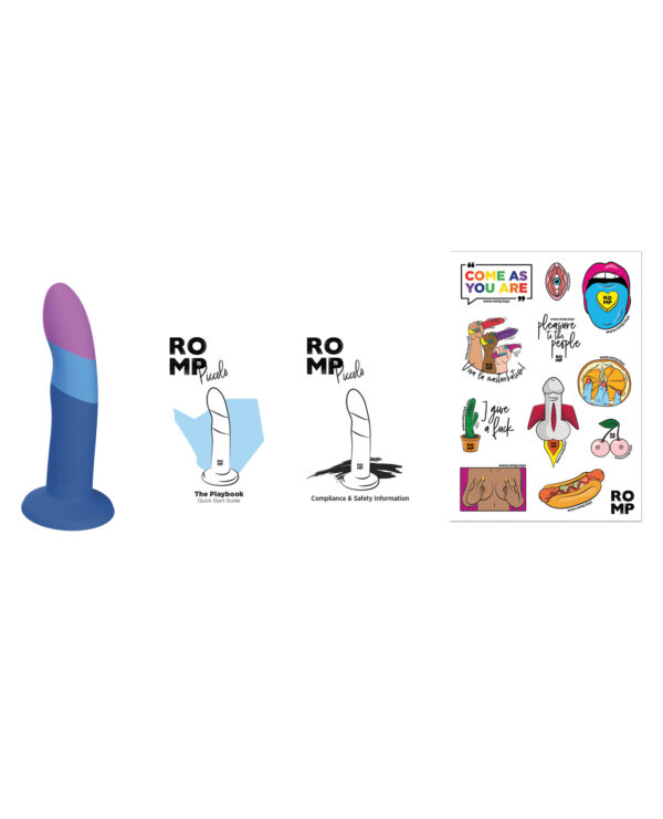 ROMP Piccolo 3 Color Dildo - Blue - Image 4