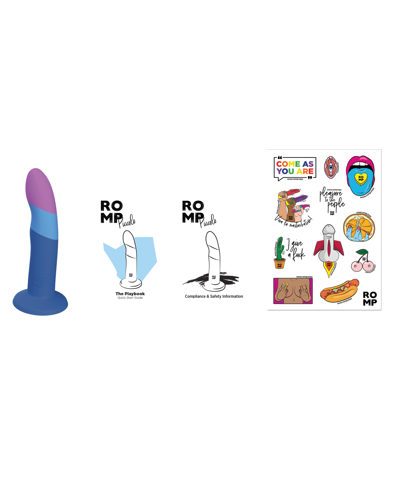 ROMP Piccolo 3 Color Dildo - Blue - Image 4