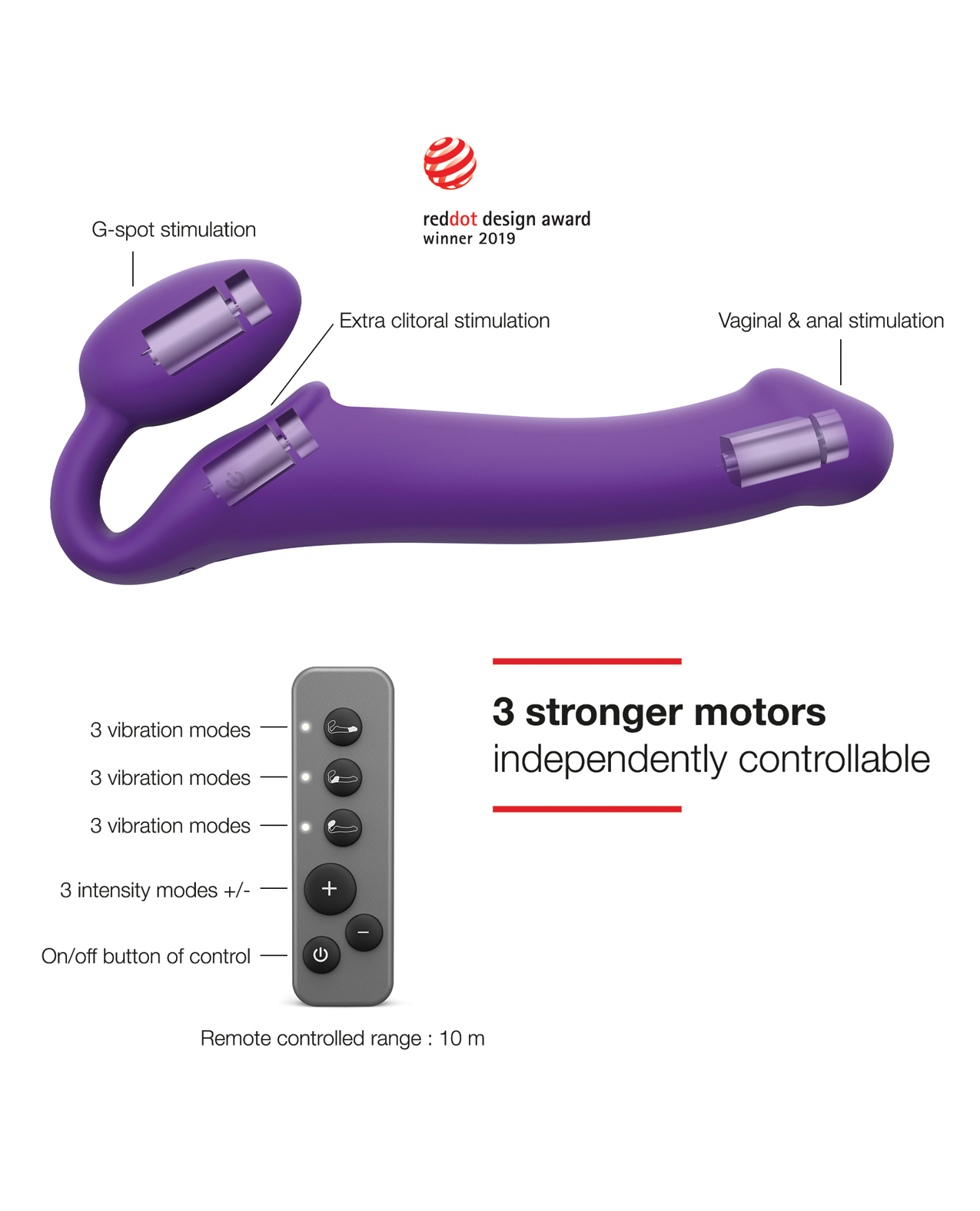 Strap on Me Vibrating Bendable Strapless Strap on Medium - Purple - Image 3