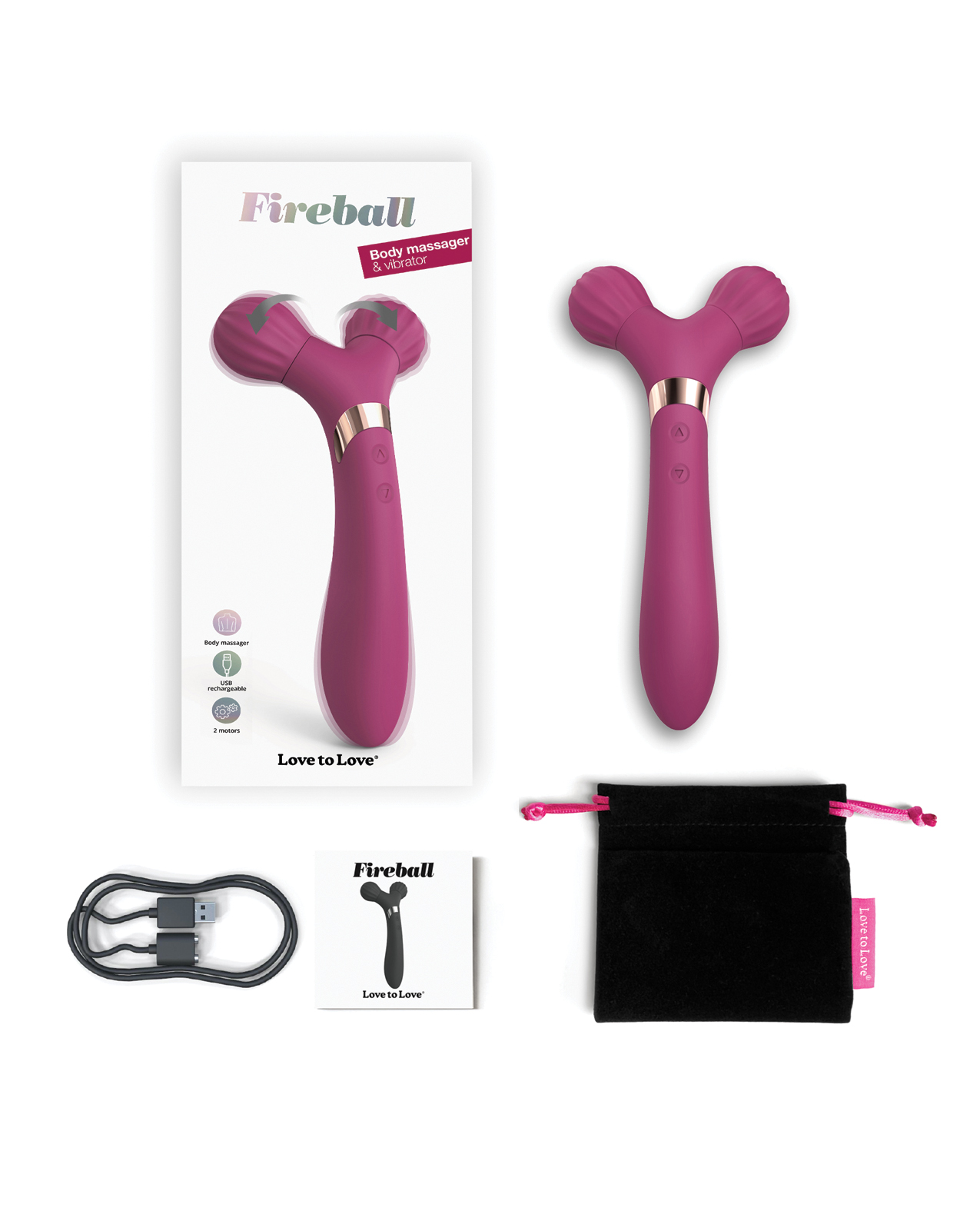 Love to Love Fireball Forked Vibrator - Plum Star - Image 5