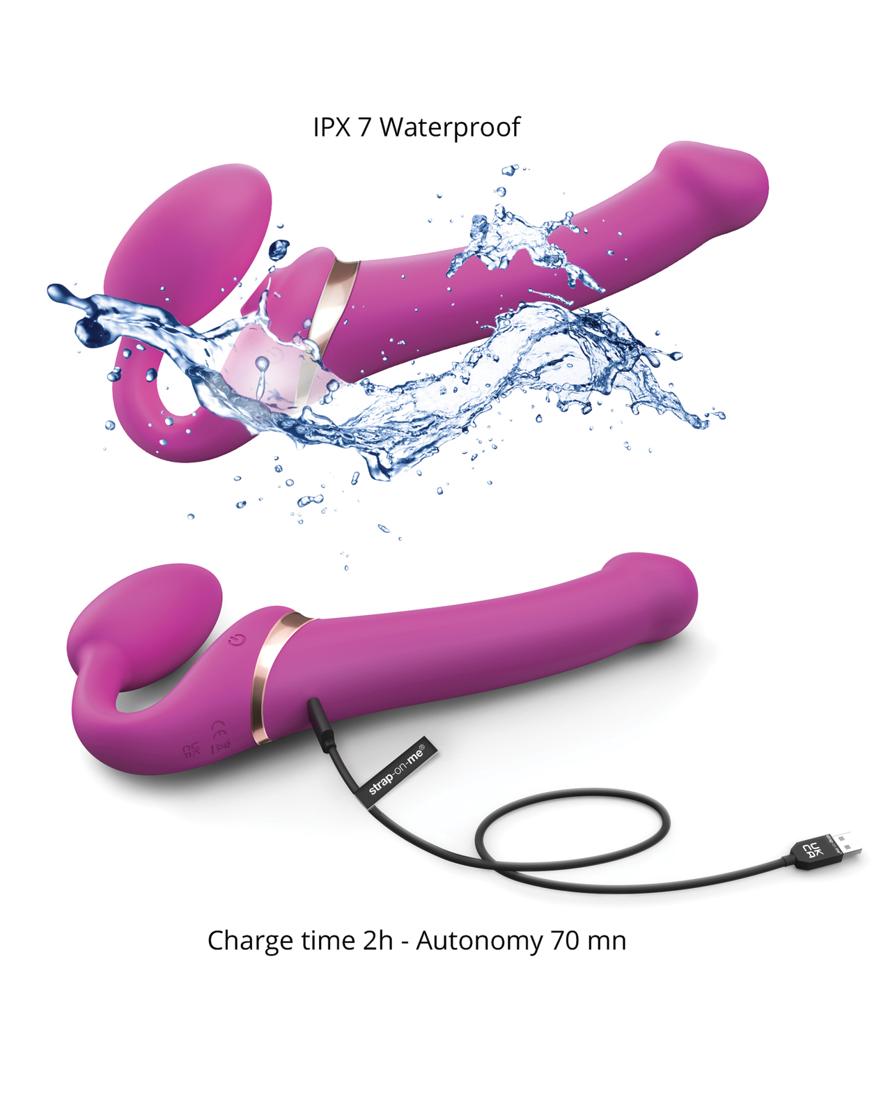 Strap on Me Multi Orgasm Bendable Strapless Strap on Small - Fuchsia - Image 5