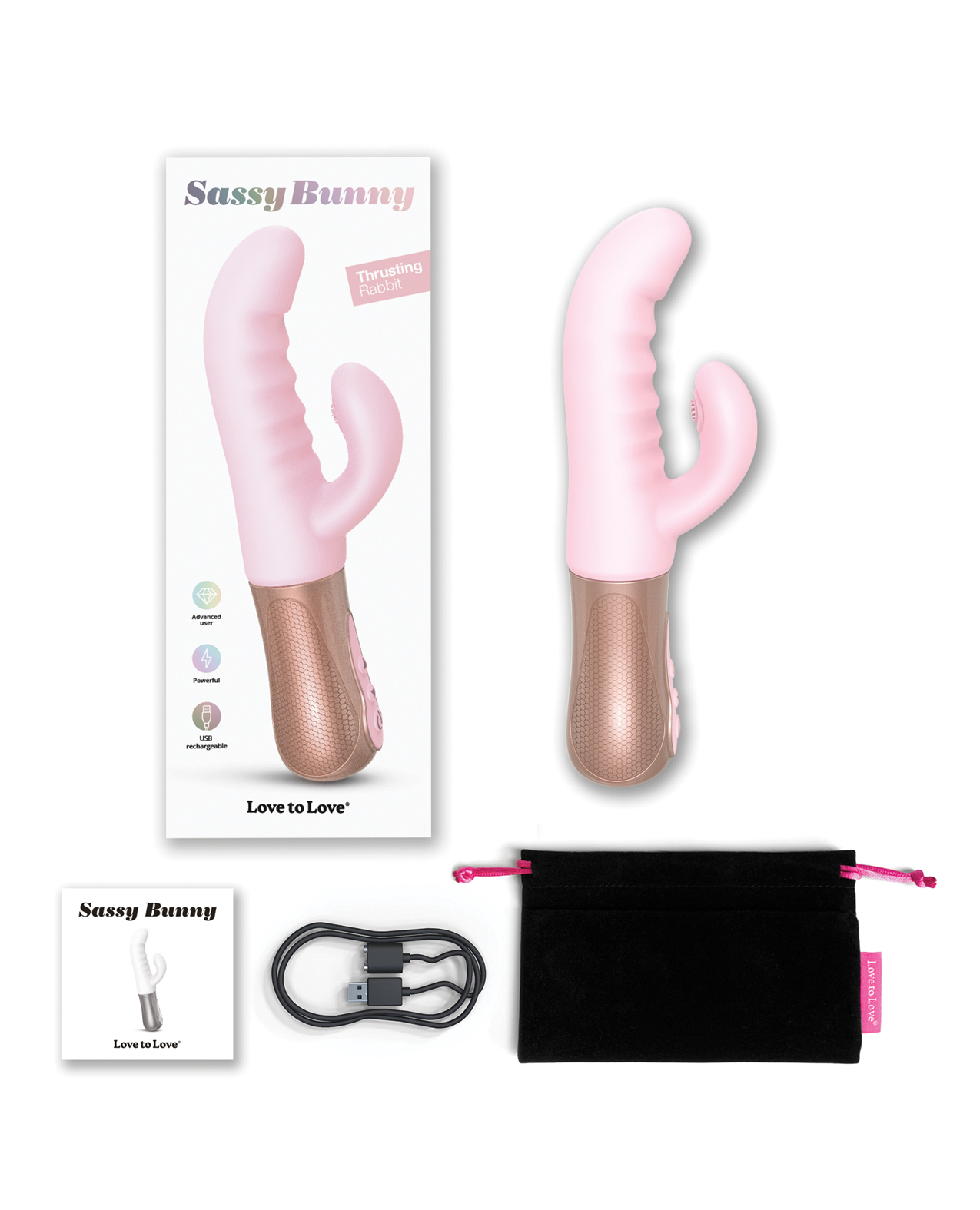 Love to Love Sassy Bunny Thrusting G-Spot Rabbit - Baby Pink - Image 5