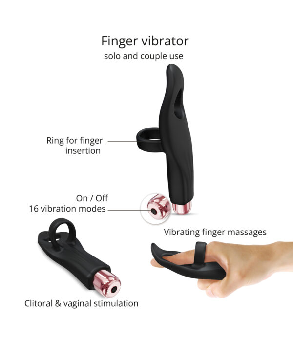 Love to Love Tickle Me Finger Vibe - Black Onyx - Image 4