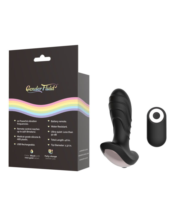 Gender Fluid Buzz Anal Vibe w/Remote - Black - Image 2