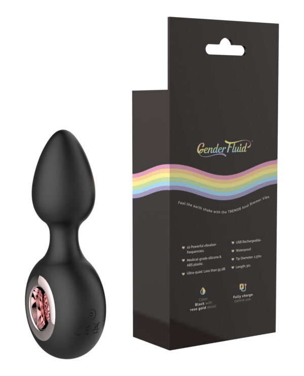 Gender Fluid Tremor Ring Plug Anal Vibe - Black - Image 2