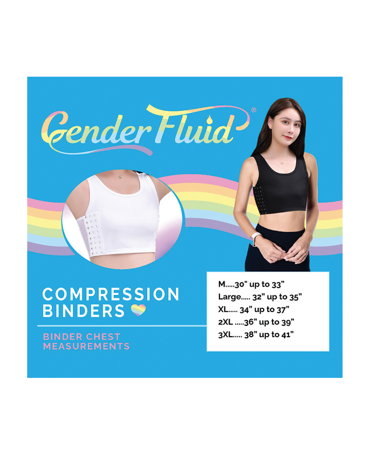 Gender Fluid Chest Compression Binder  - L White - Image 3