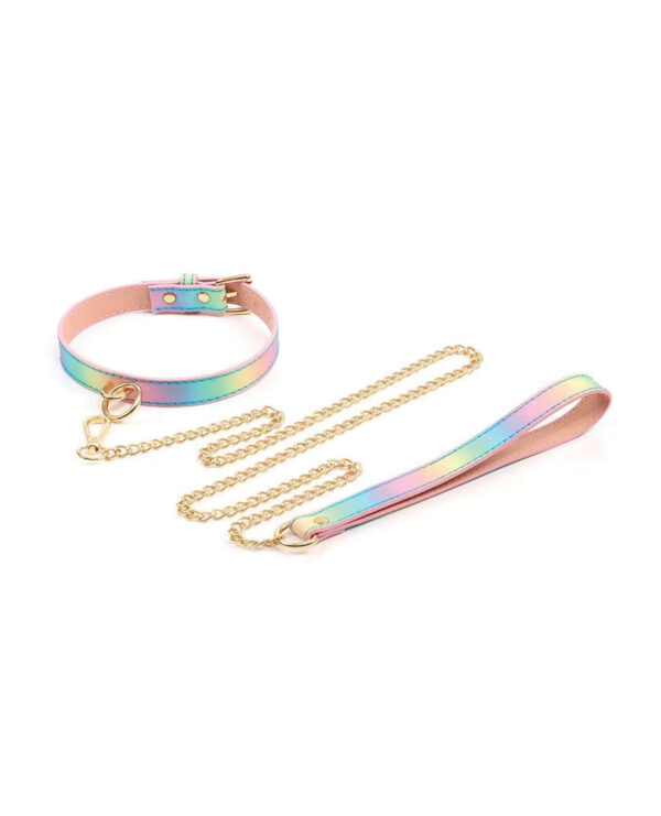 Hello Sexy! Hot Bitch Collar & Leash - Iridescent Rainbow - Image 2