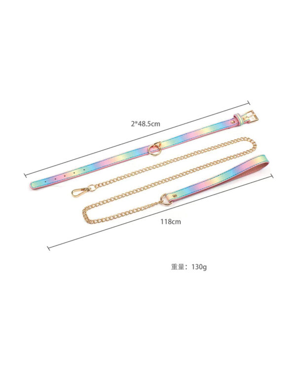 Hello Sexy! Hot Bitch Collar & Leash - Iridescent Rainbow - Image 5