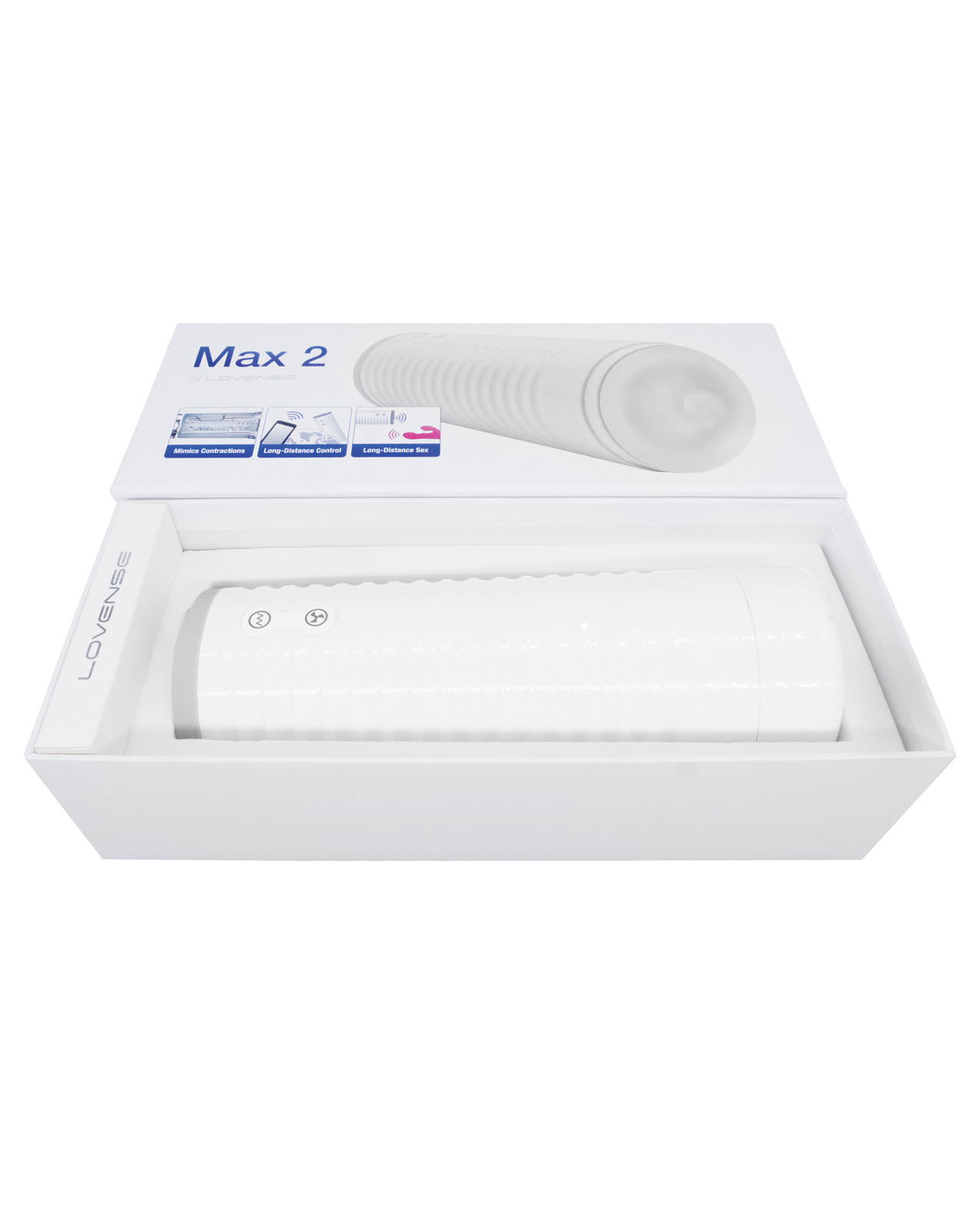 Lovense Max 2 Rechargeable Male Masturbator w/White Case - Clear Sleeve - Image 3