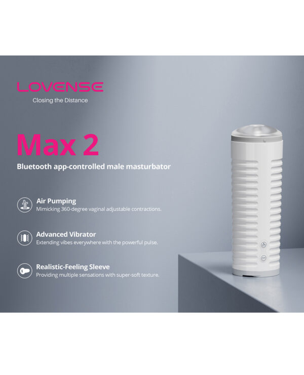 Lovense Max 2 Rechargeable Male Masturbator w/White Case - Clear Sleeve - Image 5