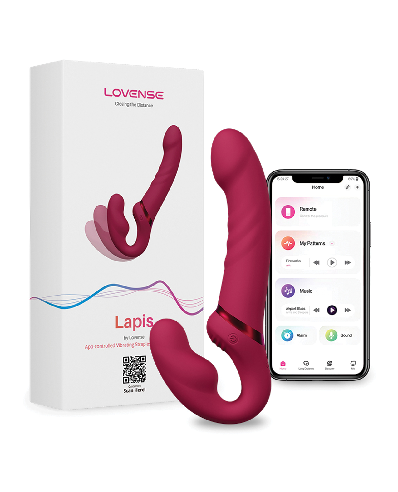 Lovense Lapis Vibrating Strapless Strap On - Pink - Image 5
