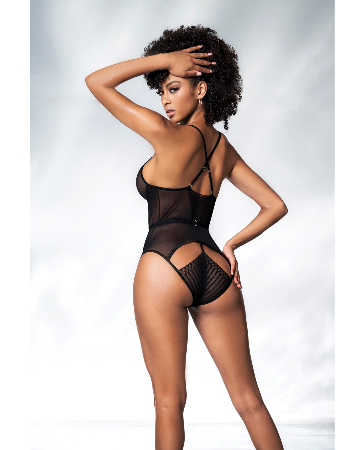 Mesh Cut Out Strappy Teddy Black L/XL - Image 2