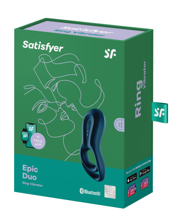 Satisfyer Epic Duo Ring Vibrator - Dark Blue - Image 5