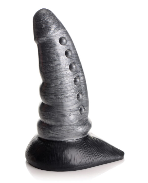 Creature Cocks Beastly Tapered Bumpy Silicone Dildo - Silver/Black - Image 2