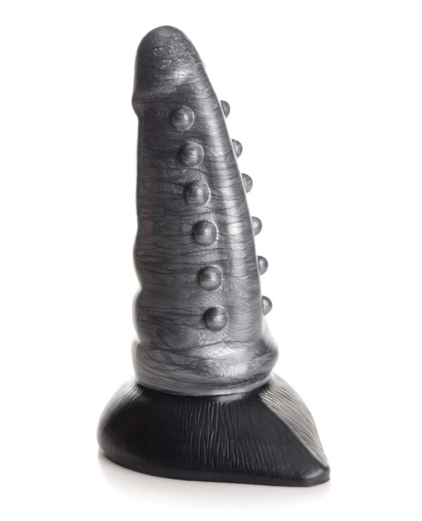 Creature Cocks Beastly Tapered Bumpy Silicone Dildo - Silver/Black - Image 3