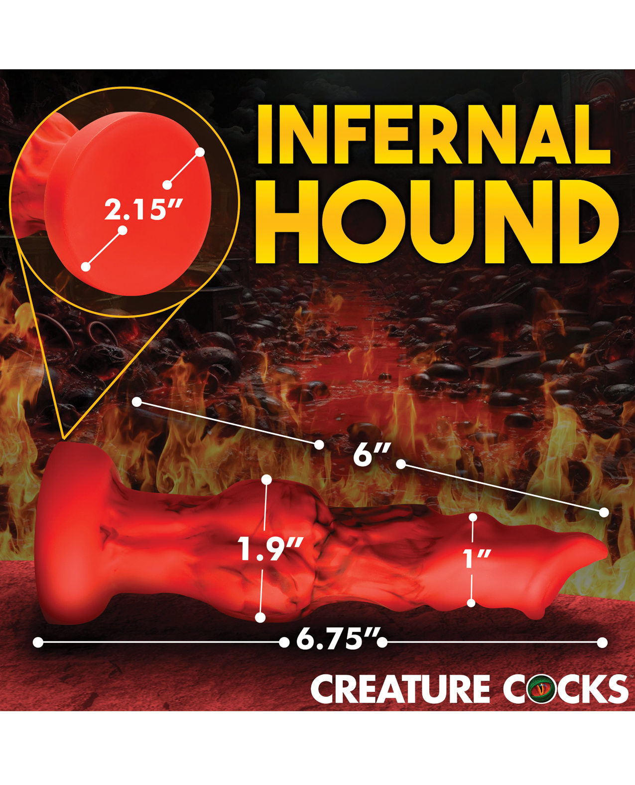 Creature Cocks Fire Hound Silicone Dildo - Small Red - Image 5