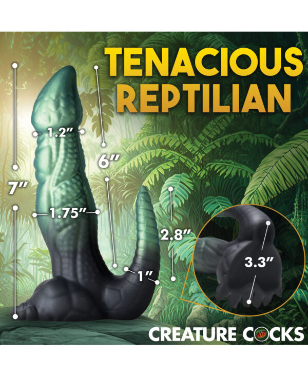 Creature Cocks Dickosaur Dinosaur Silicone Dildo - Black/Teal - Image 5