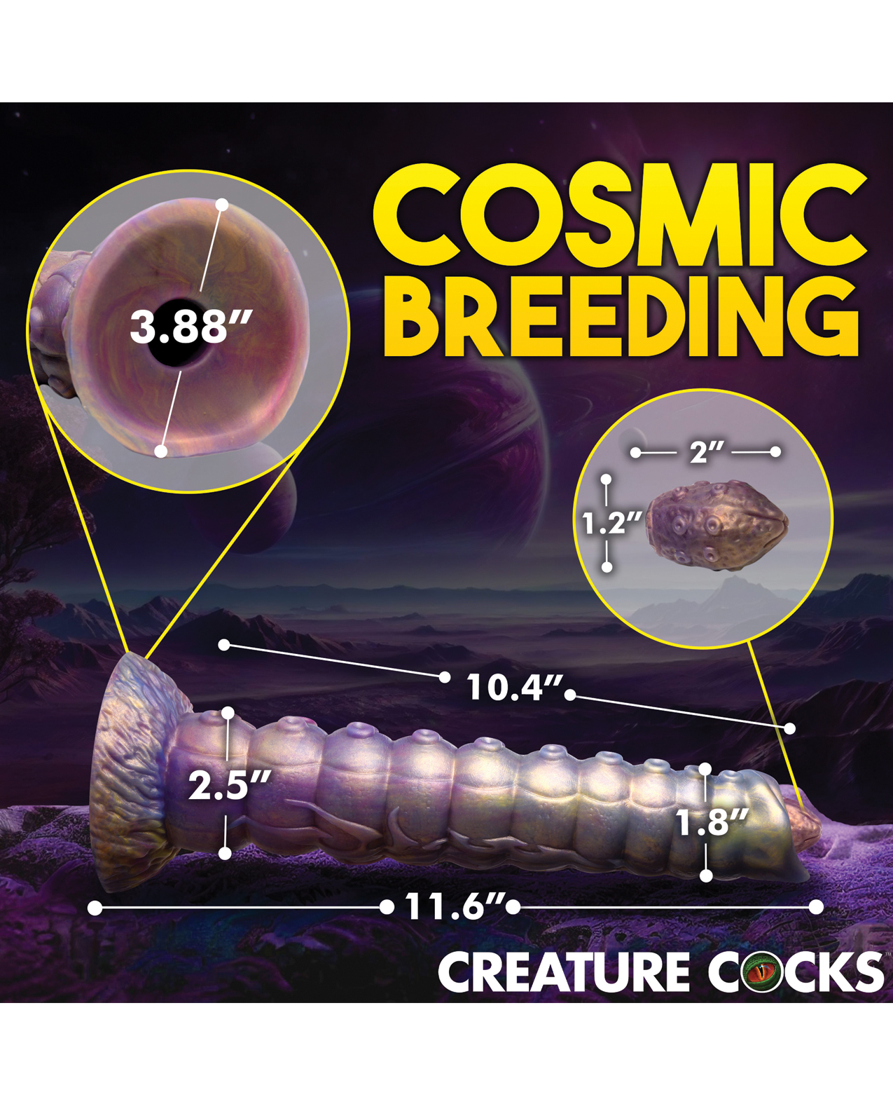 Creature Cocks Deep Invader Tentacle Ovipositor Silicone Dildo w/Eggs - Multi Color - Image 5