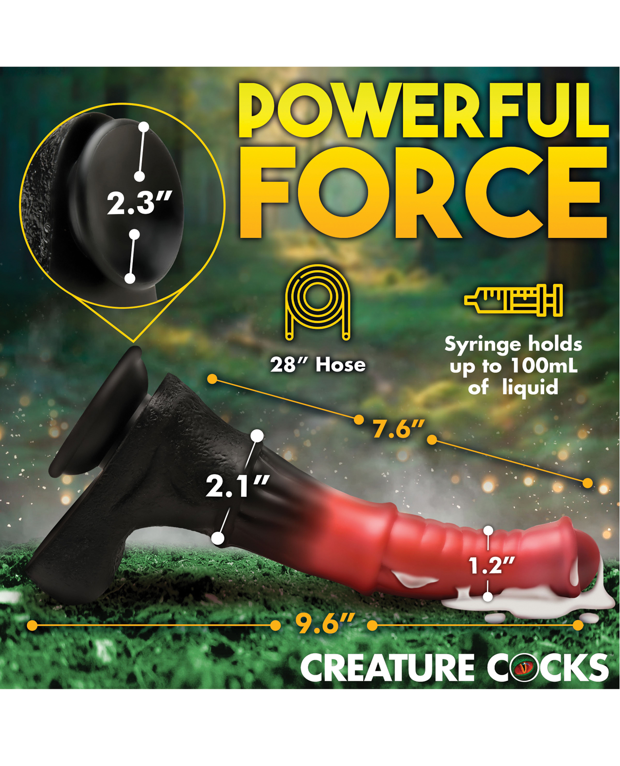 Creature Cocks Centaur Explosion Squirting Silicone Dildo - Black/Peach - Image 5