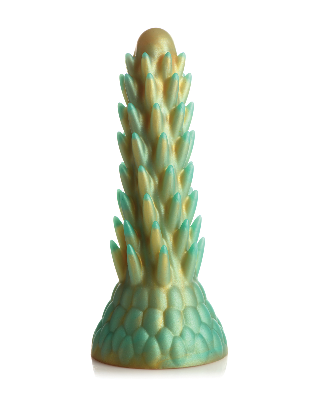 Creature Cocks Stegosaurus Spiky Reptile Silicone Dildo - Teal/Gold - Image 2