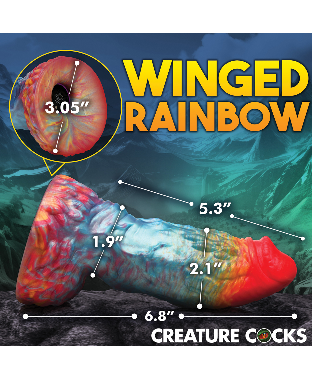 Creature Cocks Rainbow Phoenix Vibrating Dildo w/Remote Control - Rainbow - Image 4
