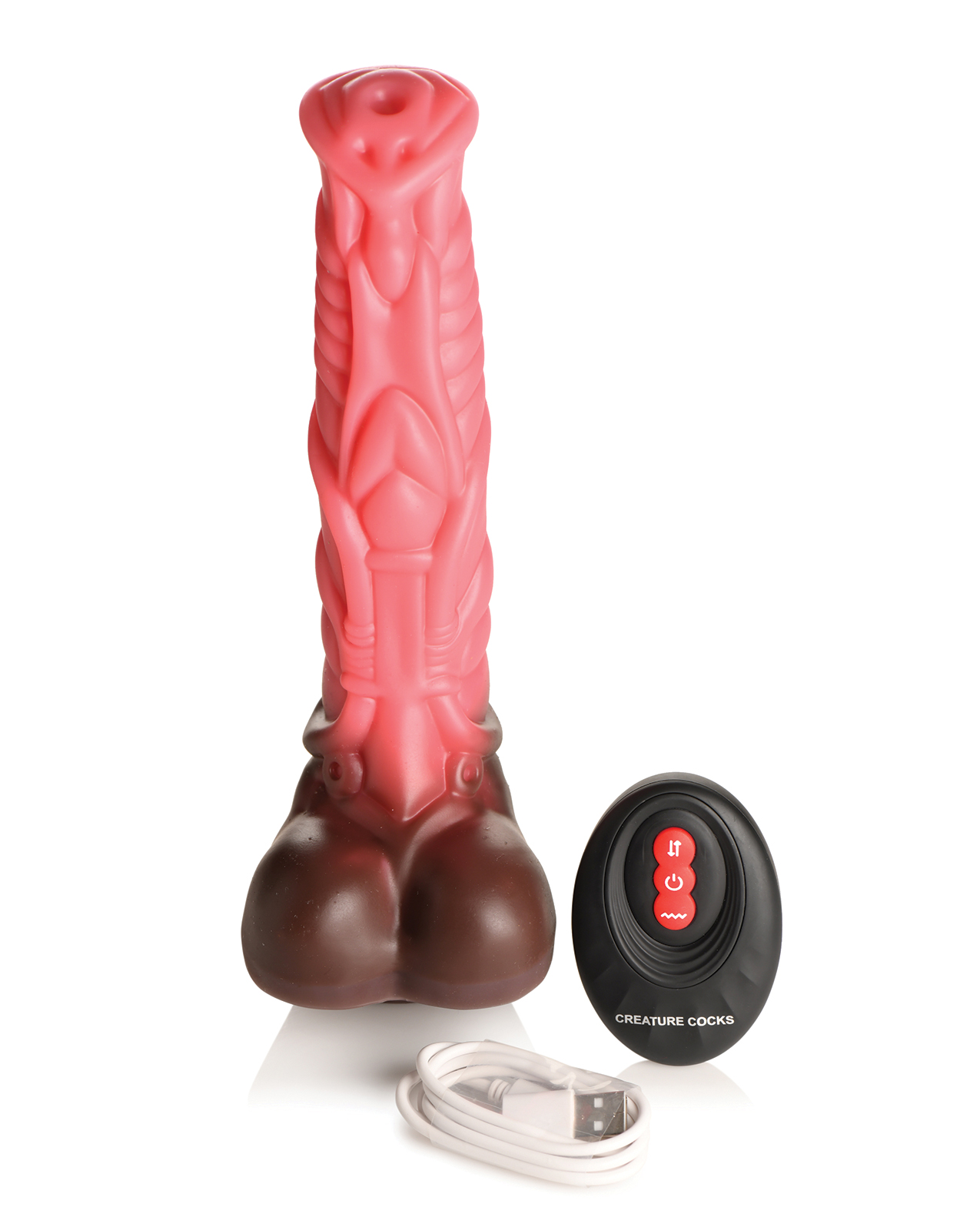 Creature Cocks Deluxe Centaur Thrusting & Vibrating Silicone Dildo w/Remote Control - Peach/Brown - Image 2