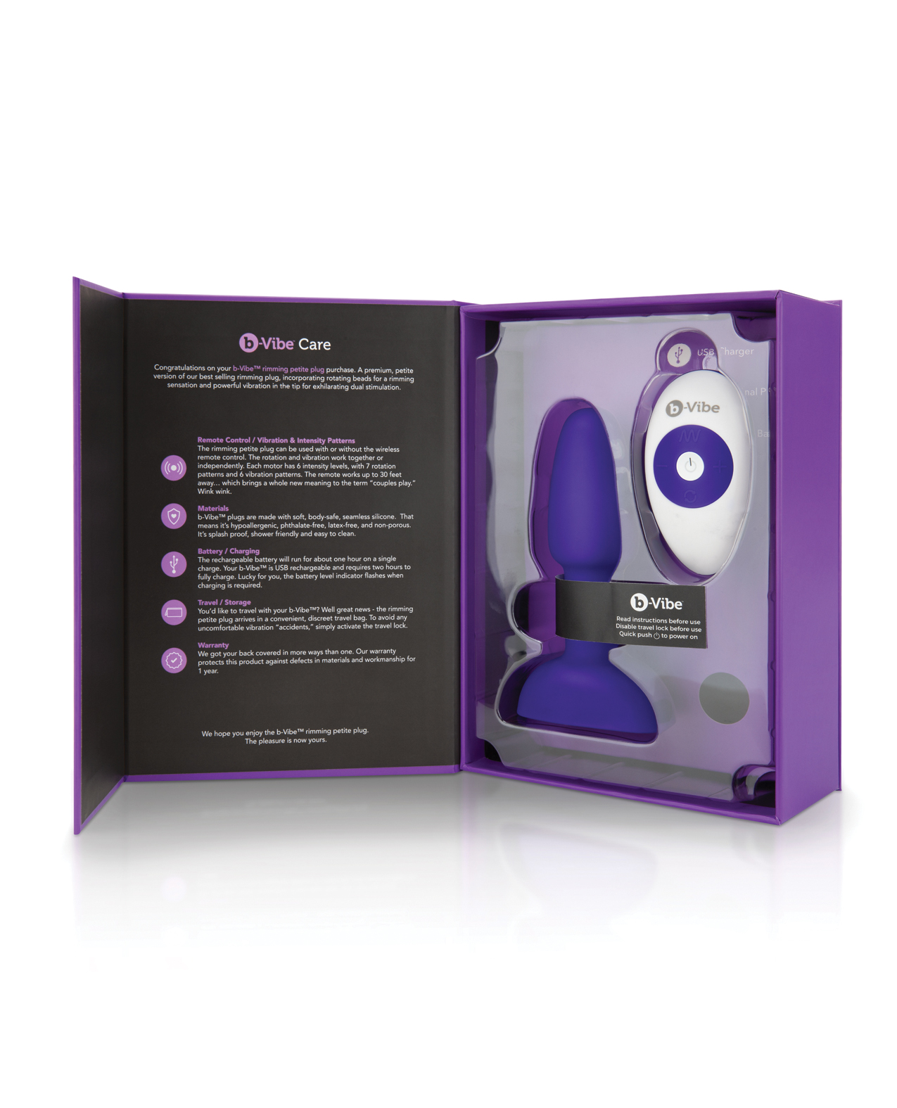 b-Vibe Petite Rimming Plug - Purple - Image 3