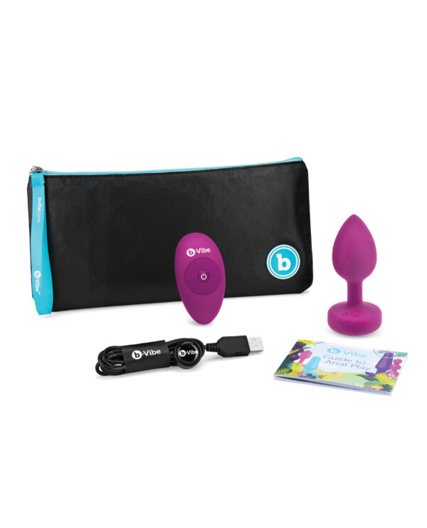 b-Vibe Remote Control Vibrating Jewel Plug (S/M) - Fuchsia - Image 5