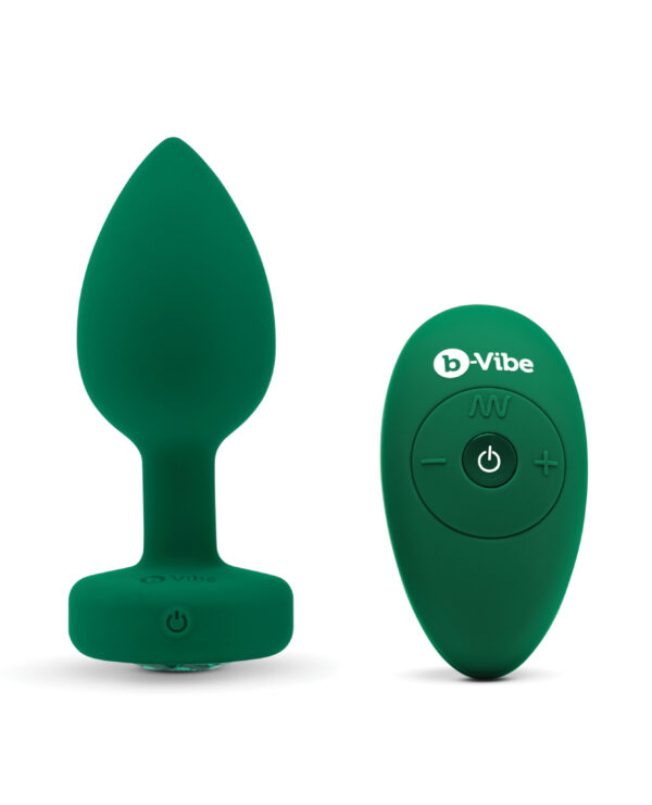 b-Vibe Remote Control Vibrating Jewel Plug (M/L) - Emerald Green - Image 3
