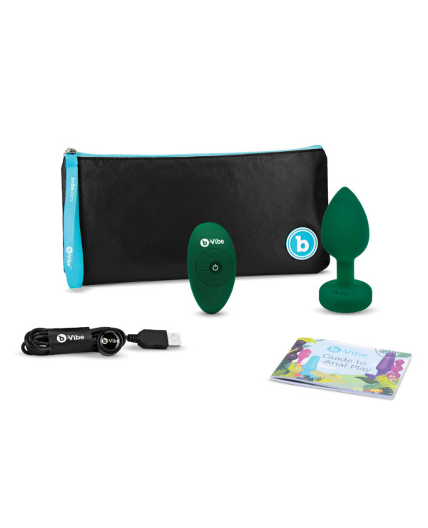 b-Vibe Remote Control Vibrating Jewel Plug (M/L) - Emerald Green - Image 5