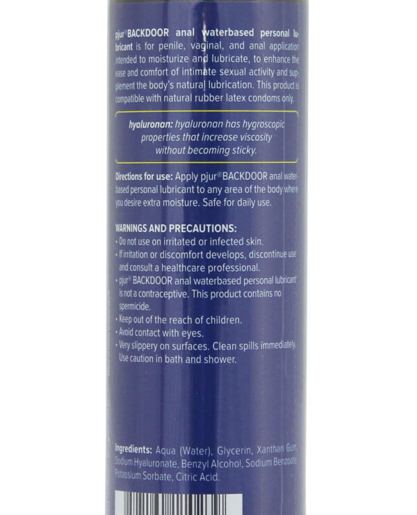 Pjur Back Door Anal Water Based Personal Lubricant - 100 ml Bottle - Image 2