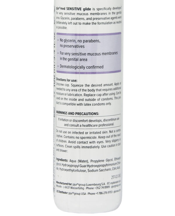 Pjur Med Sensitive Glide Water Based Personal Lubricant - 100 ml Bottle - Image 2
