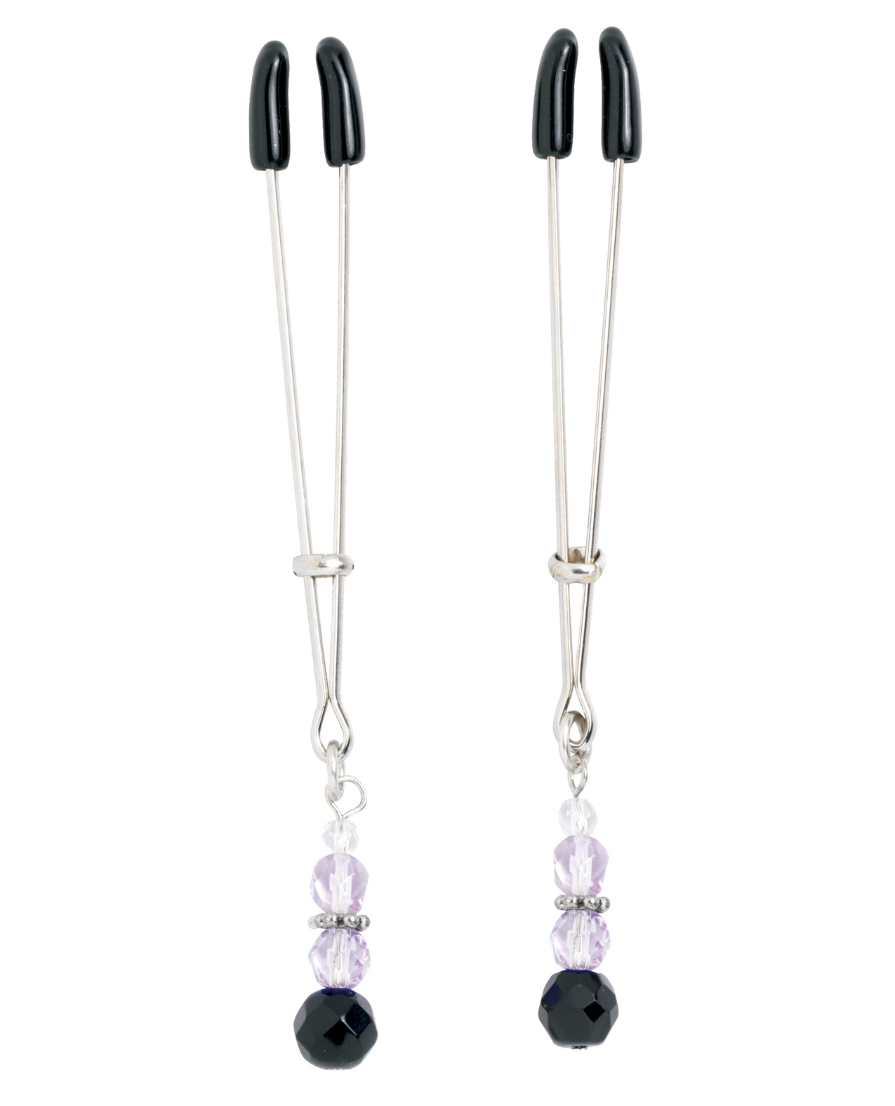 Spartacus Adjustable Tweezer Nipple Clamps w/Purple Beads - Image 2