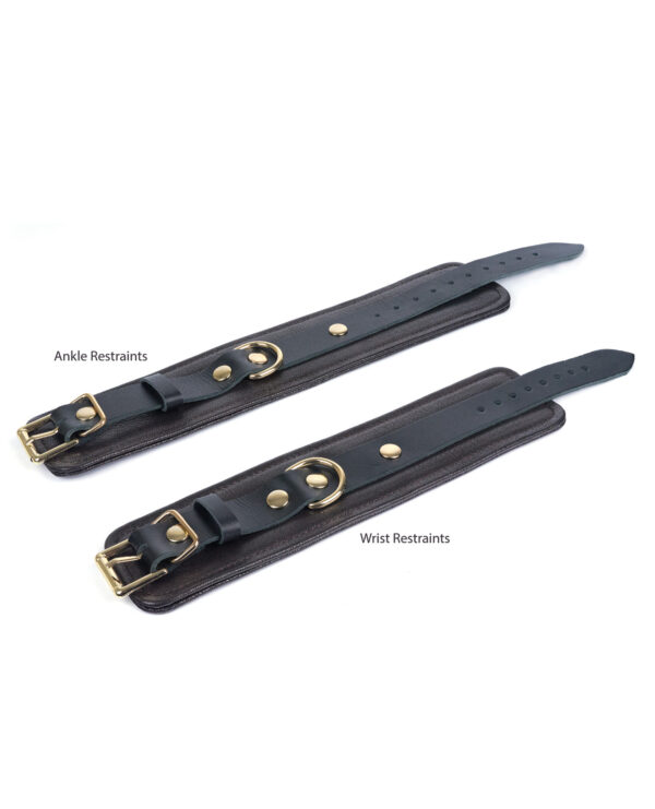 Spartacus Wrist Restraints - Brown Leather w/Gold Accent Hardware - Image 3