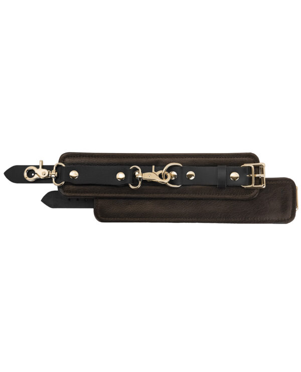 Spartacus Wrist Restraints - Brown Leather w/Gold Accent Hardware - Image 4