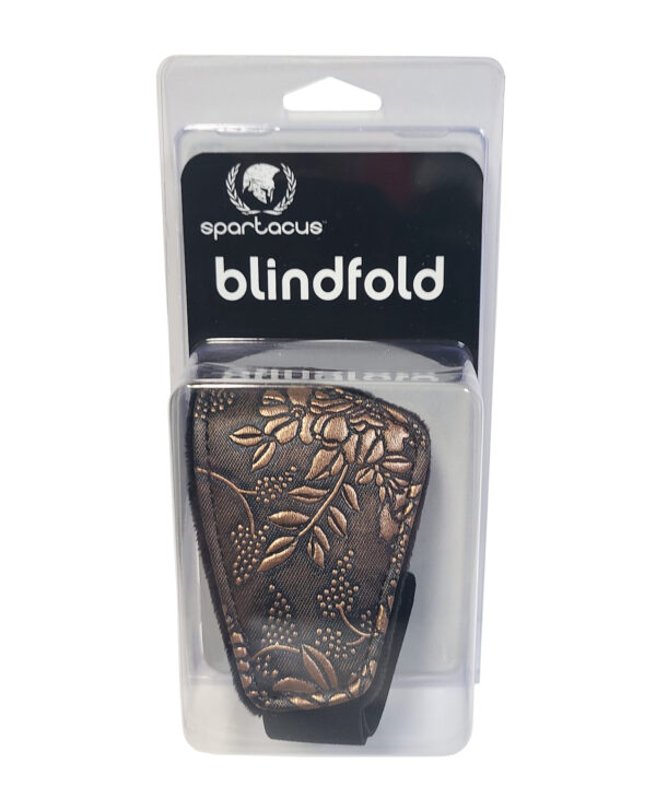 Spartacus Faux Fur Lining Blindfold - Brown Floral Print - Image 2