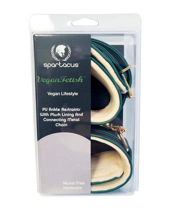 Spartacus PU Ankle Cuffs w/Plush Lining - Green - Image 2