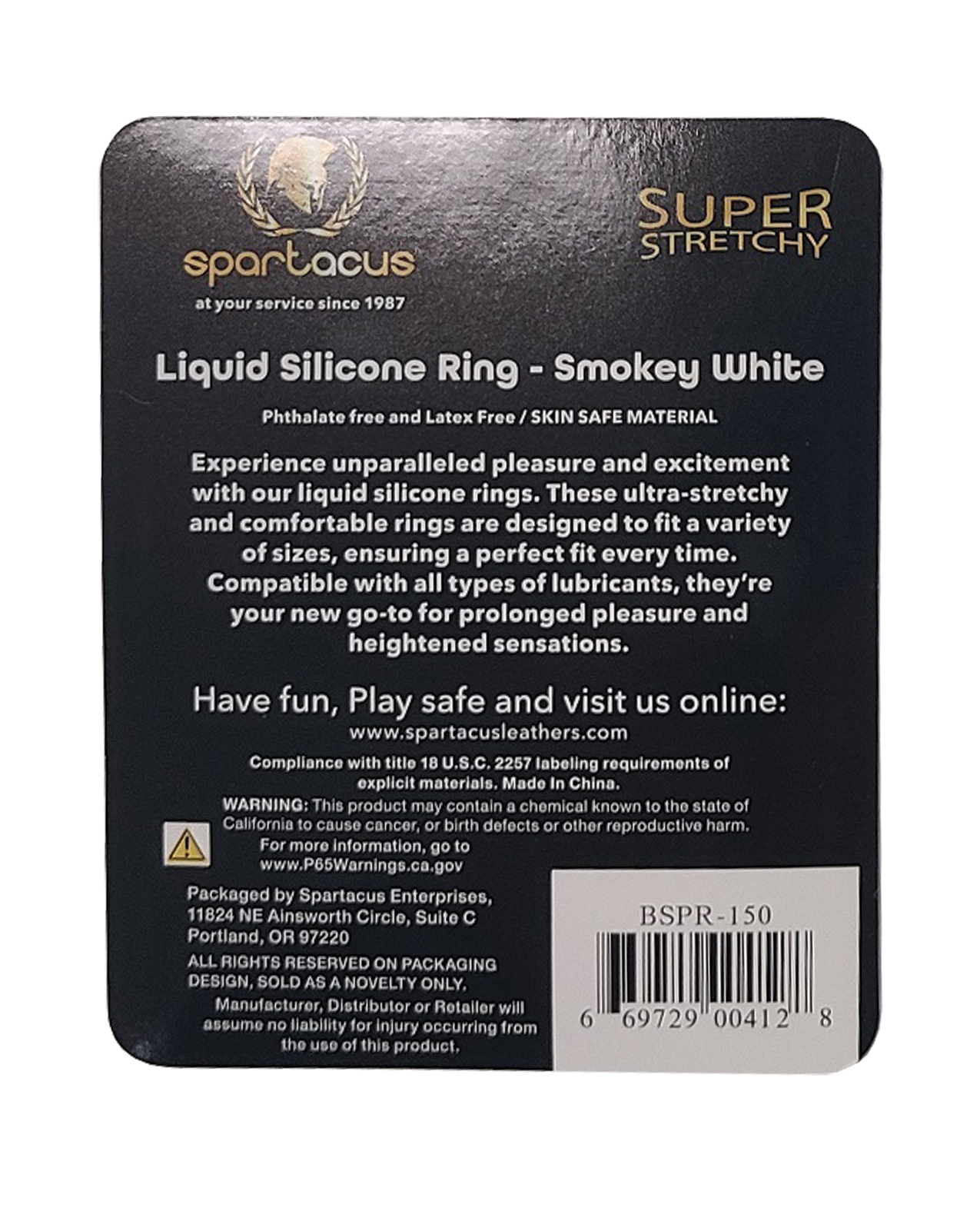 Spartacus Liquid Silicone Cock Ring - Smokey White - Image 3