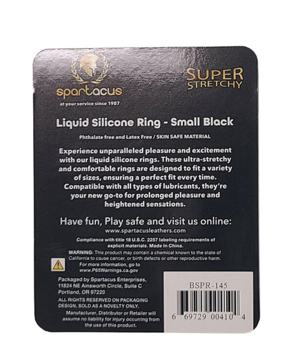 Spartacus Liquid Silicone Cock Ring Small - Black - Image 3