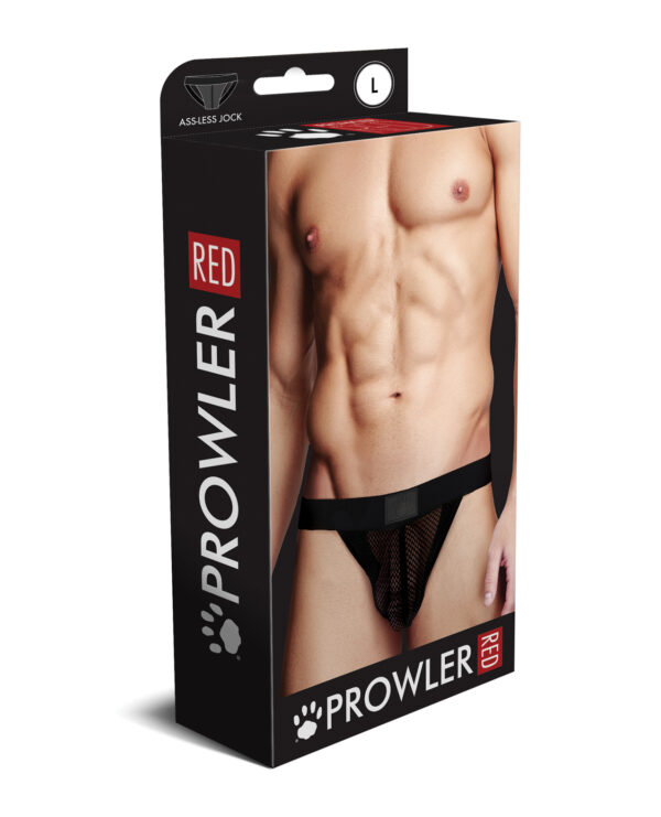 Prowler RED Fishnet Ass-less Brief - Black LG - Image 3
