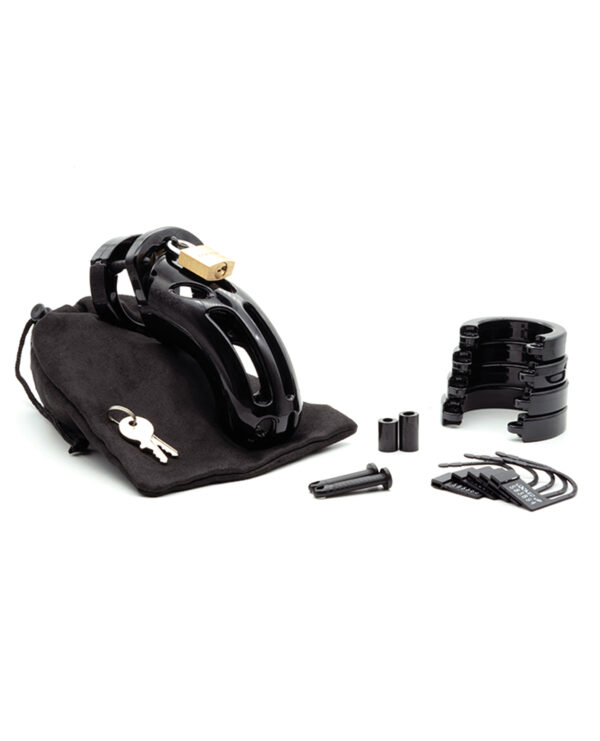 The Curve 3 3/4" Curved Cock Cage & Lock Set - Black - Image 4