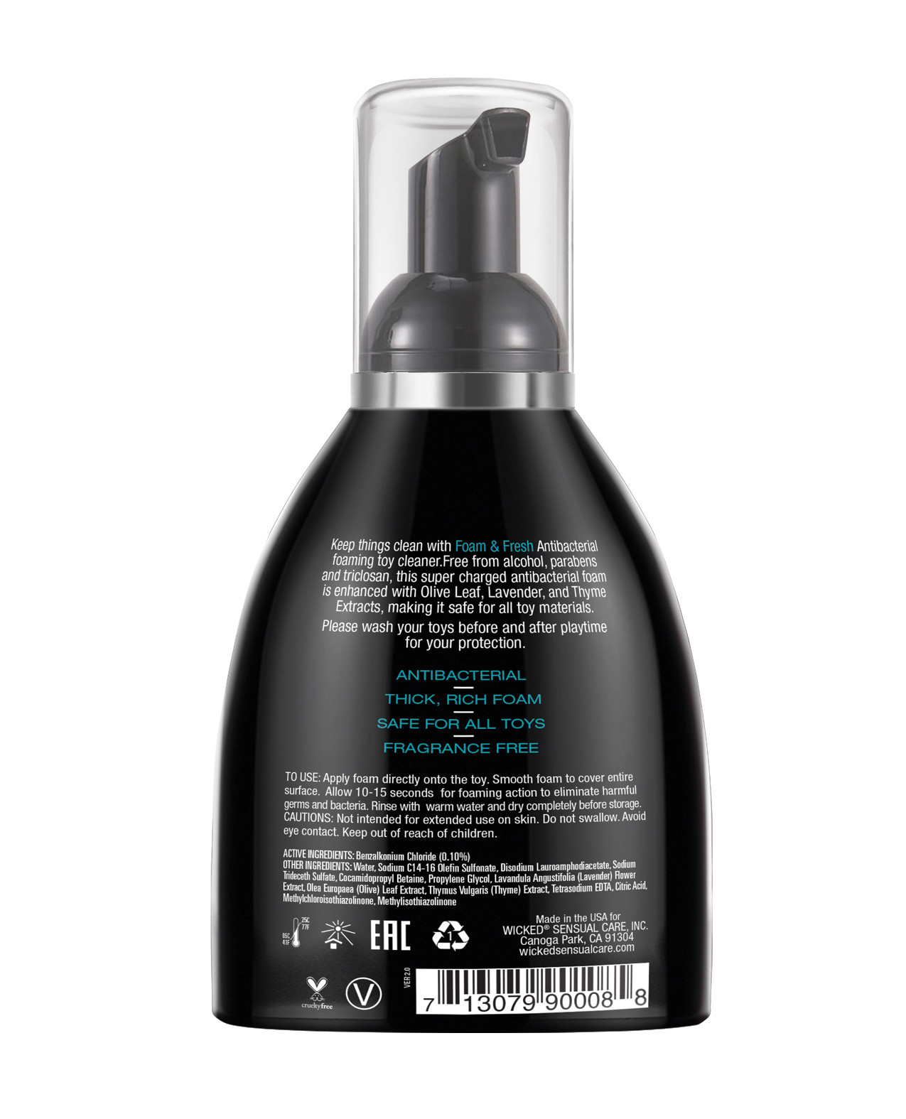 Wicked Sensual Care Foam N Fresh Anti-Bacterial Foaming Toy Cleaner - 8 oz - Image 2