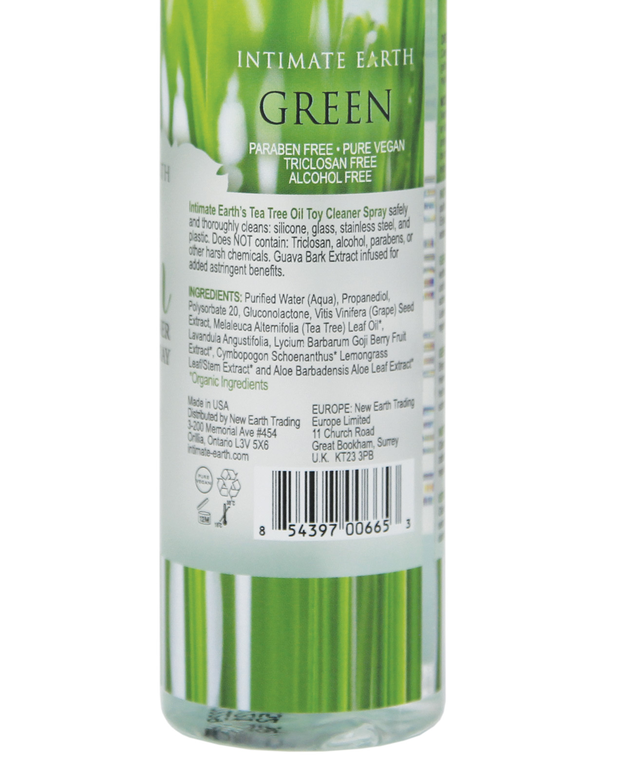 Intimate Earth Toy Cleaner Spray - 4.2 oz Green Tea Tree Oil - Image 2